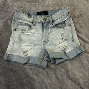 Aeropostale Distressed Light Blue Jean Shorts